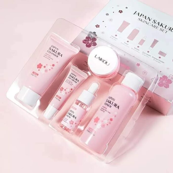 Laikou Japan Sakura Skincare 5 in 1 Combo Set - Image 1